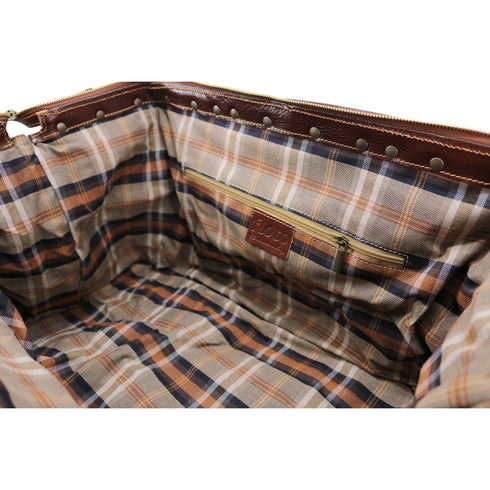 Floto Italian Positano leather gladstone travel duffle bag brown